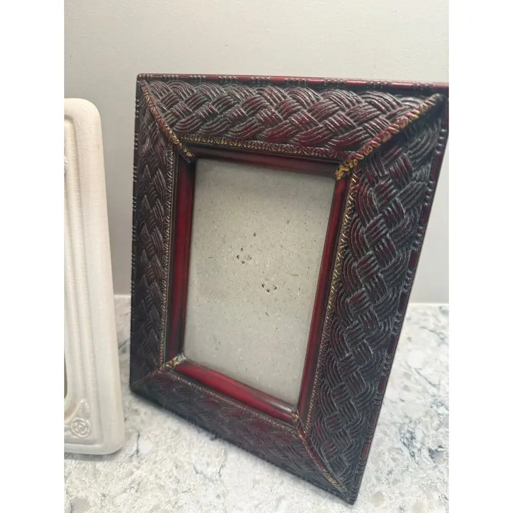 Collection of 3 Vintage Desktop Frames 4X6 Brown and White